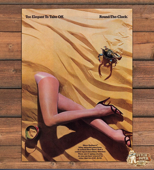 Round-the-Clock Hosiery Sand Long Sexy Legs 1980s Print Advertisement Ad 1981