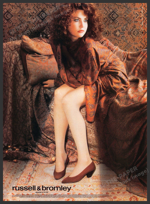 Russell & Bromley 1980s U.K. Print Advertisement 1986 Legs Bed Russell & Bromley