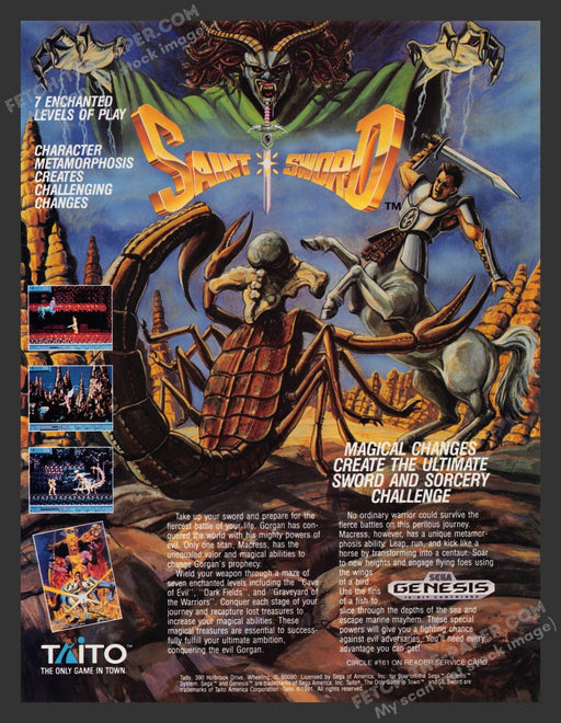 Saint Sword Video Game 1990s Print Advertisement Ad 1991