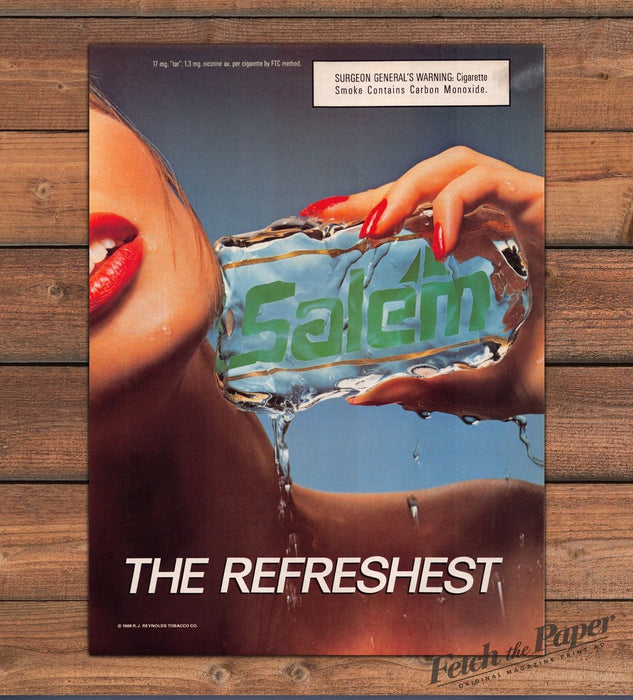 Salem Lights The Refreshest Ice Block Red Lips Red Nails Wet Print Ad 1988 1980s