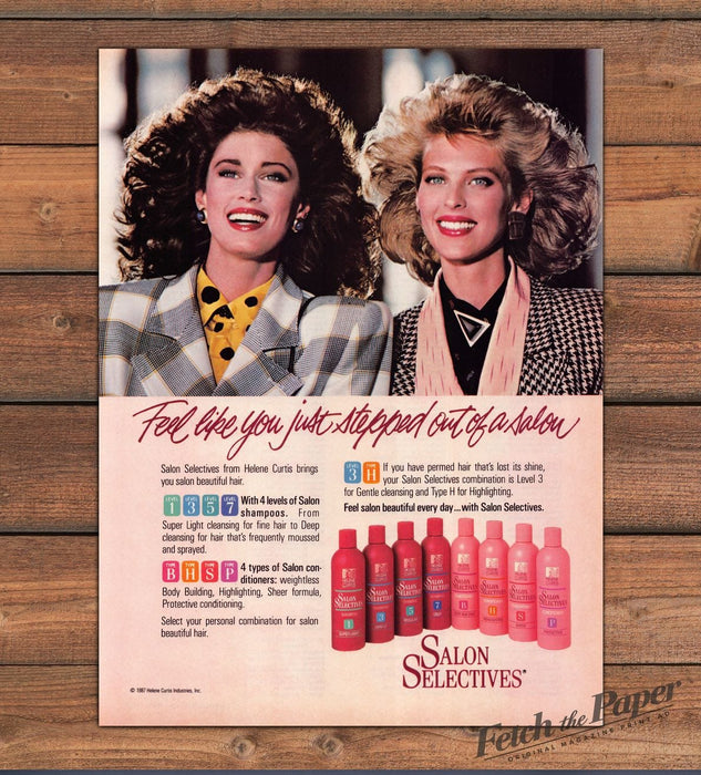 Salon Selectives 1980s Magazine Print Advertisement Ad 1988 Big Hair!