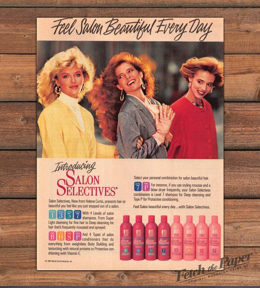Salon Selectives Hair 1980s Print Advertisement Ad 1987 Salon Beautiful