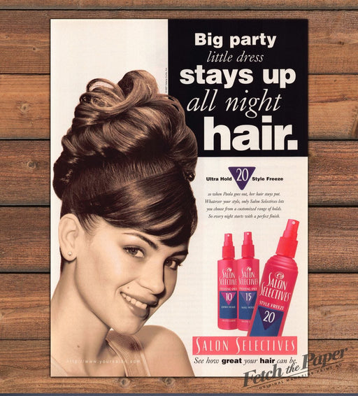 Salon Selectives Style Freeze Big Party Updo Glamorous Hair Print Ad 1998 1990s