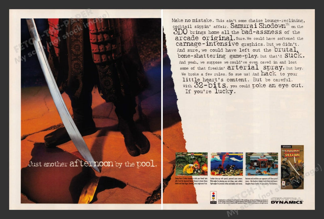 Samurai Shodown Crystal Dynamics Video Game 1990s Print Advertisement Ad 1994
