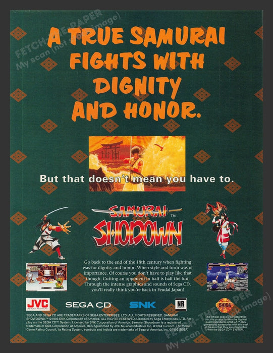 Samurai Shodown Video Game 1990s Print Advertisement Ad 1994