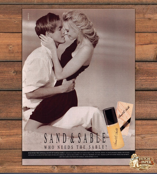 Sand & Sable Cologne Who Needs Sable Couple Embrace Beach Print Ad 1991 1990s