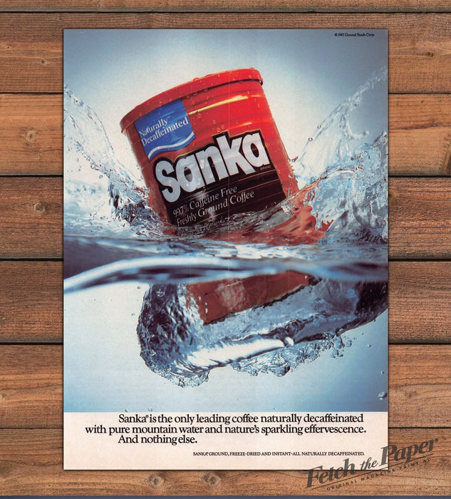 Sanka Ground Coffee Pure Mountain Water 1980s Print Advertisement Ad 1988