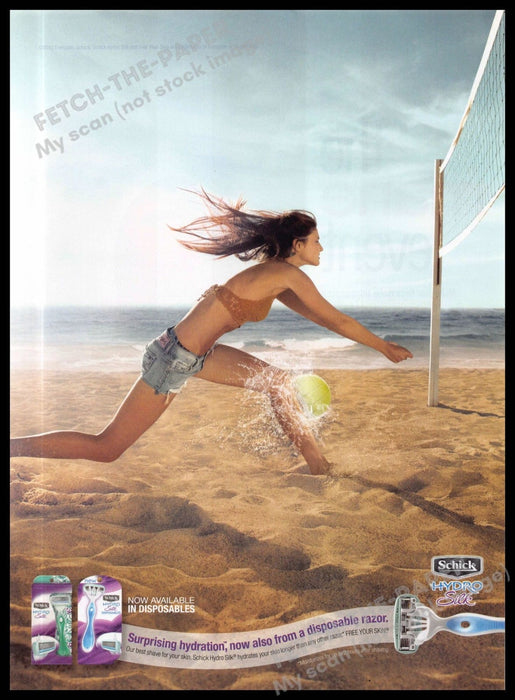 Schick 2010s Magazine Print Ad 2013 Long Legs Beach Volleyball Hydro