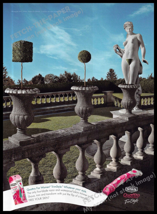 Schick 2010s Magazine Print Advertisement 2013 Garden Statue Trim Style