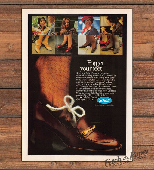Scholl Tailored Walking Shoes 1980s Print Advertisement Ad 1980