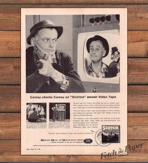 Scotch Brand Video Tape Art Carney 1950s Print Advertisement Ad 1959