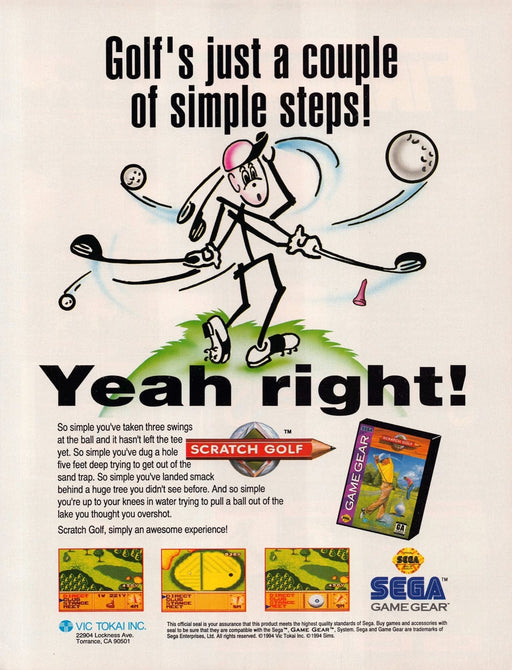 Scratch Golf Game Gear Video Game 1990s Print Advertisement Ad 1994