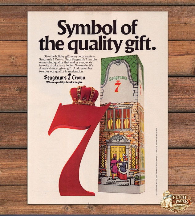 Seagrams 7 Crown Whiskey Symbol Quality Gift Box Crown Print Ad 1979 1970s