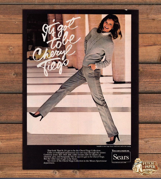 Sears Cheryl Tiegs 1980s Print Ad 1981 Kicking Legs