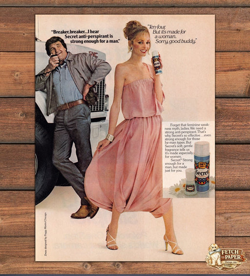 Secret Ant-Perspirant 1980s Print Advertisement Ad 1980 Trucker Legs
