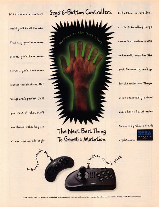 Sega 6-Button Controller Video Game 1990s Print Advertisement Ad 1993