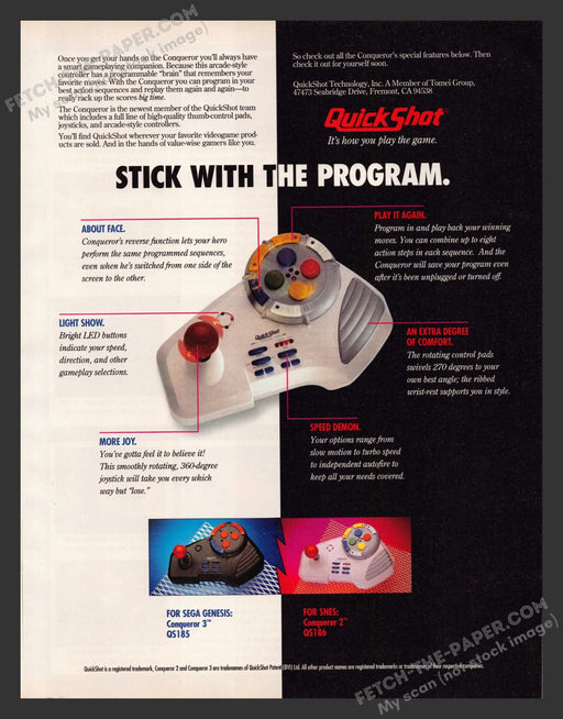 Sega Genesis Conqueror 2 & 3 Controller Game 1990s Print Advertisement Ad 1993