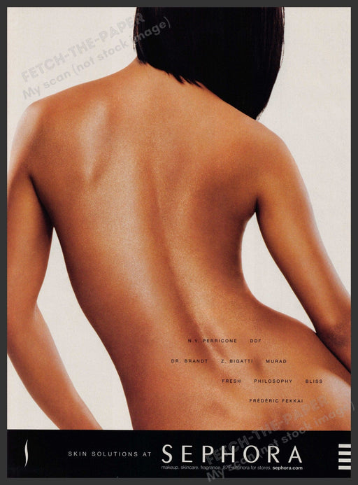 Sephora Skin Solutions 2000s Print Advertisement 2004 Woman Bare Back Tan Fetch-the-Paper