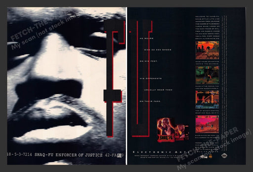 Shaq-Fu Enforcer of Justice Video Game 1990s Print Advertisement 2 Page Ad 1994