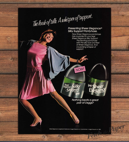 Sheer Elegance Silk Legs Hosiery Pantyhose 1980s Print Advertisement 1985