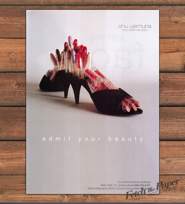 Shu Uemura Lipstick Shoe Admit Your Beauty Print Ad 1998 1990s