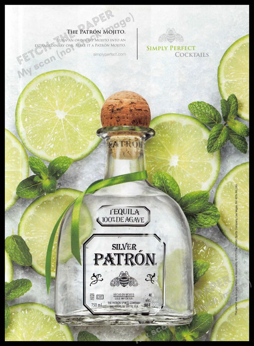 Silver Patron 2010s Magazine Print Ad 2013 "The Patron Mojito" Lime Slices