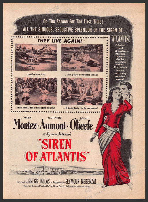 "Siren of Atlantis" Movie Release 1940s Print Advertisement Ad 1949 Fetch-the-Paper