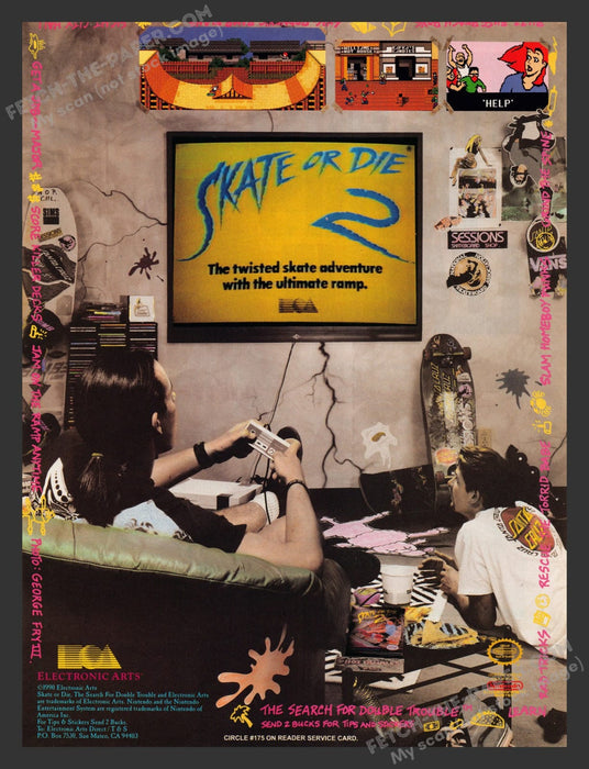 Skate or Die 2 Video Game 1990s Print Advertisement Ad 1990