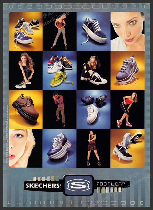 Skechers Footwear 1990s Magazine Print Advertisement 1998 Legs Collage Skechers