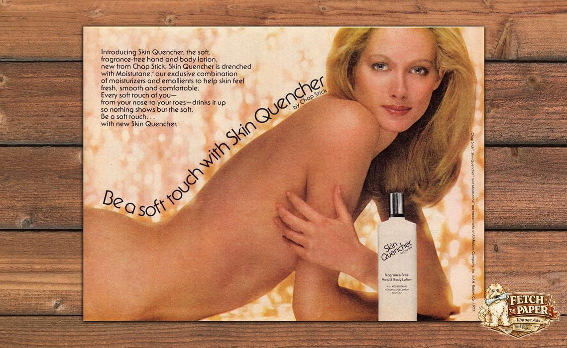 Skin Quencher by Chap Stick Lotion Soft Touch Artistic Nude Print Ad 1977 1970s