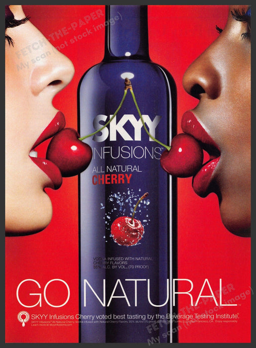 Skyy Infusions Cherry 2000s Print Advertisement Ad 2009 Red Lips Cherries Skyy