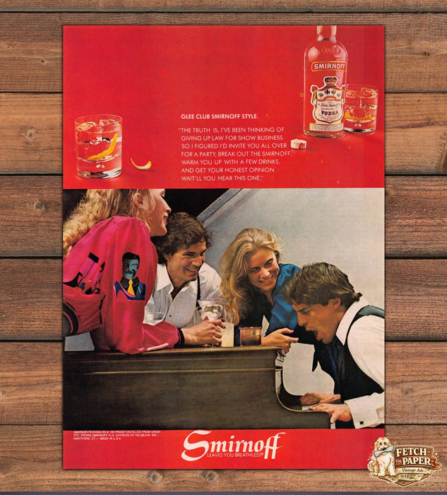 Smirnoff Vodka Glee Club Party Cocktail Print Ad 1981 1980s