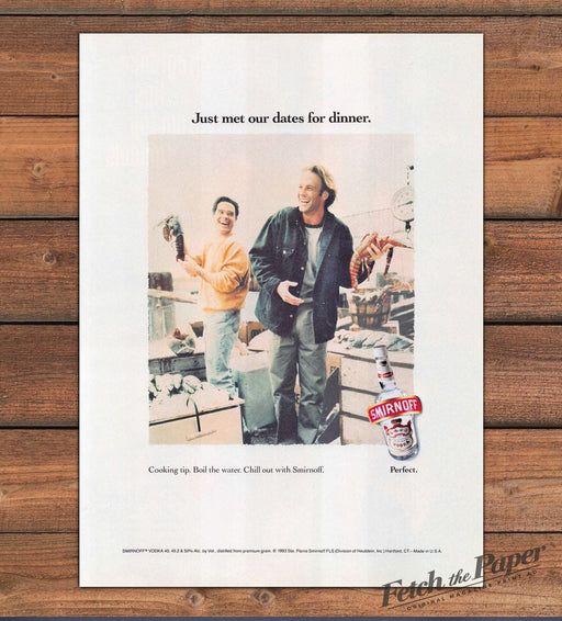 Smirnoff Vodka Just Met Our Dates For Dinner Lobsters Print Ad 1993 1990s
