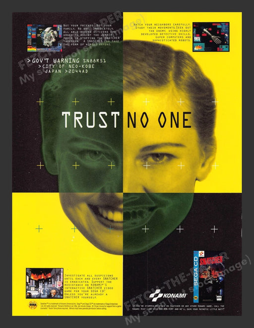 Snatcher Sega Video Game 1990s Print Advertisement Ad 1994
