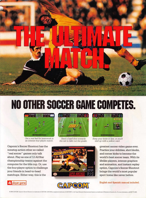 Soccer Shootout Video Game 1990s Print Advertisement Ad 1994
