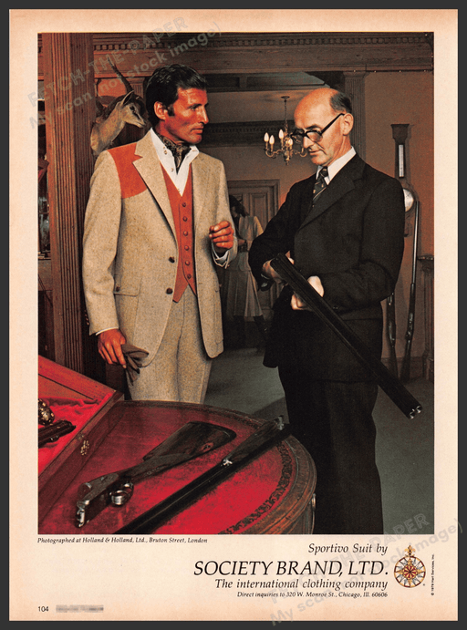Society Brand 1970s Print Advertisement 1979 Sportivo Suit Fetch-the-Paper