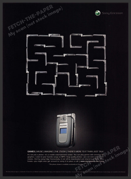 Sony Ericsson Z500A Cell Phone 2000s Print Advertisement 2004 Maze Fetch-the-Paper