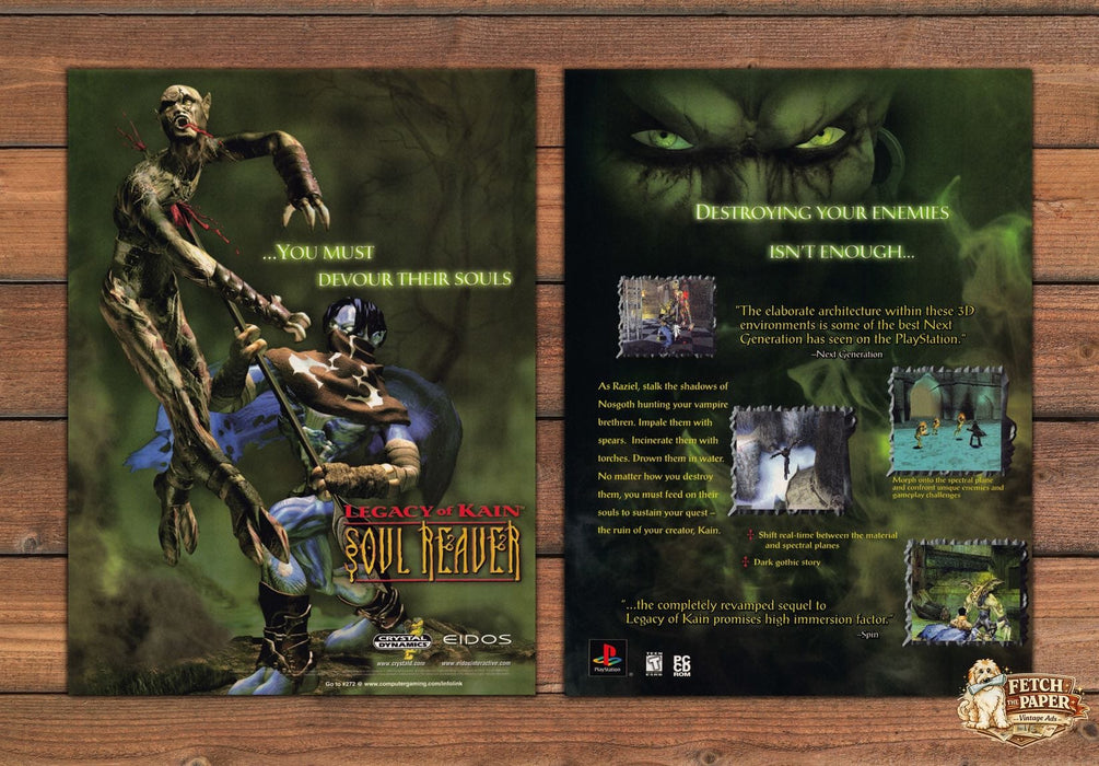 Soul Reaver: Legacy of Kain 1990s Video Game Print Advertisement (2 Pages) 1999