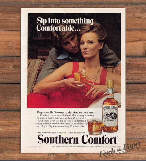 Southern Comfort Sip Into Something Comfortable Couple Print Ad 1977 1970s