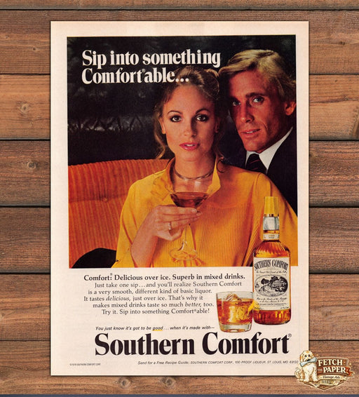 Southern Comfort Sip Into Something Comfortable Couple Print Ad 1978 1970s