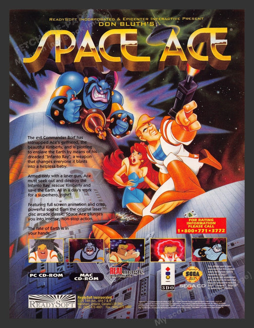 Space Ace Sega Video Game 1990s Print Advertisement Ad 1994
