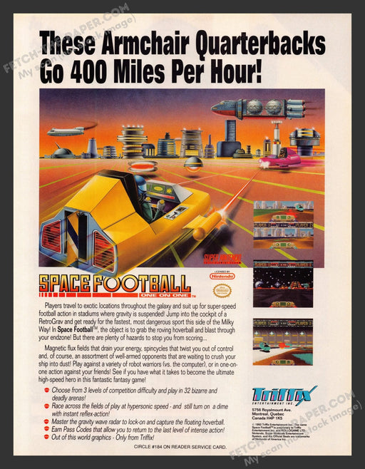 Space Football: One on One Video Game 1990s Print Advertisement Ad 1992