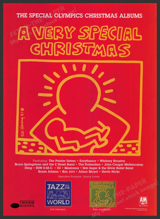 Special Olympics Christmas Album 1990s Print Advertisement Ad 1995 Keith Haring