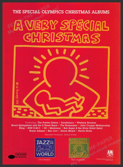 Special Olympics Christmas Album 1990s Print Advertisement Ad 1995 Keith Haring