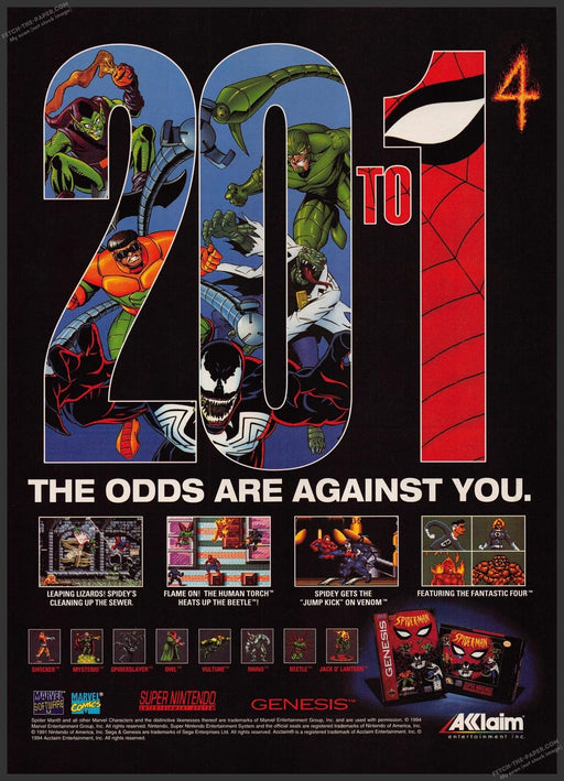 Spider-Man Video Game 1990s Print Advertisement Ad 1994