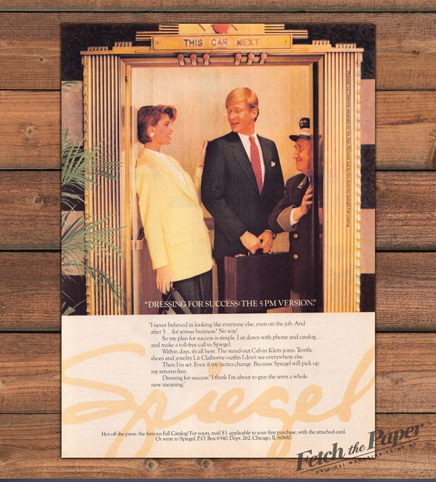 Spiegel 1980s Magazine Print Advertisement 1985 Success Working Woman Elevator
