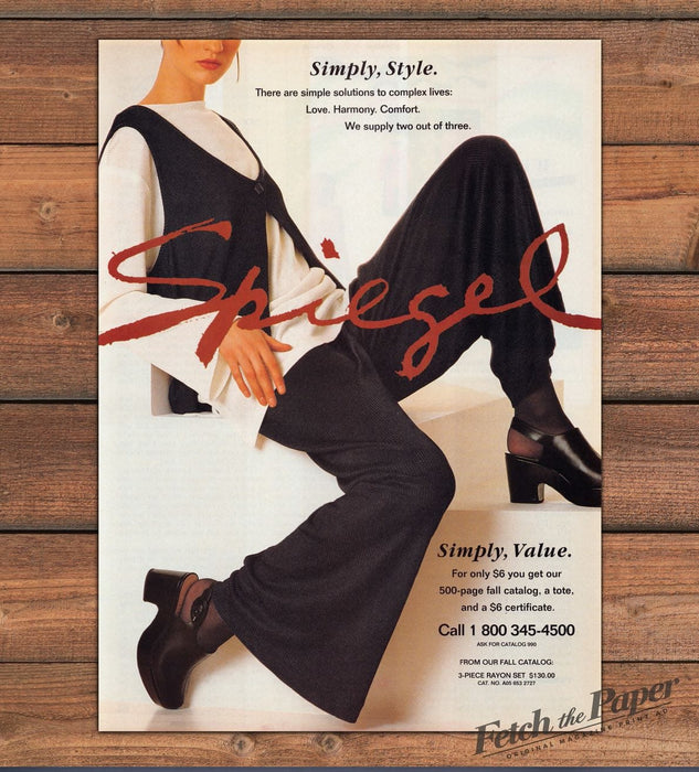 Spiegel Catalog Simply Style Black Vest Wide Leg Pants Print Ad 1993 1990s