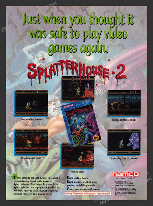 Splatterhouse 2 Video Game 1990s Print Advertisement Ad 1992