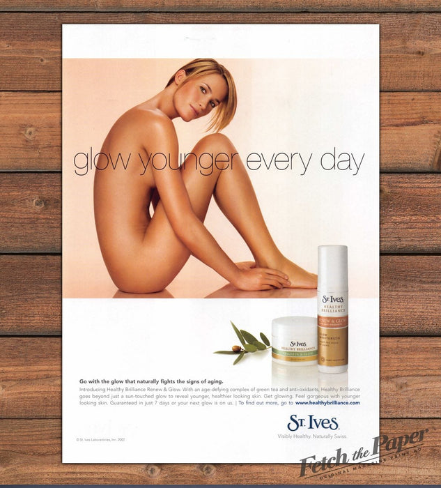 St. Ives Healthy Brilliance Renew & Glow Bare Skin Model Print Ad 2007 2000s