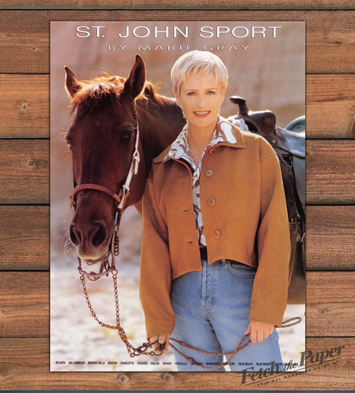 St. John Sport by Marie Gray Woman With Horse Print Ad 1997 1990s